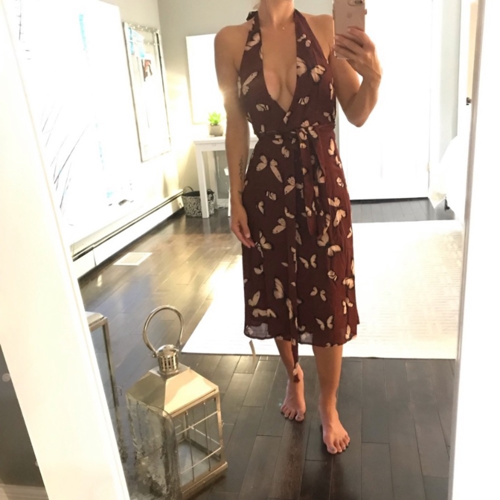Reformation halter butterfly wrap dress XS